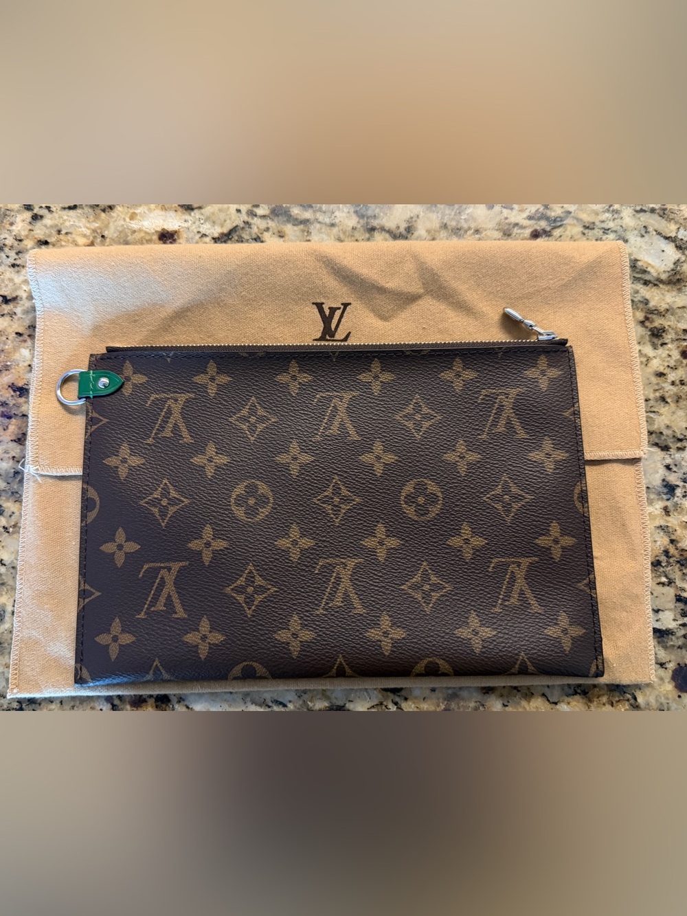 Louis Vuitton Neverfull MM Borneo Green Monogram Removable Pouch
